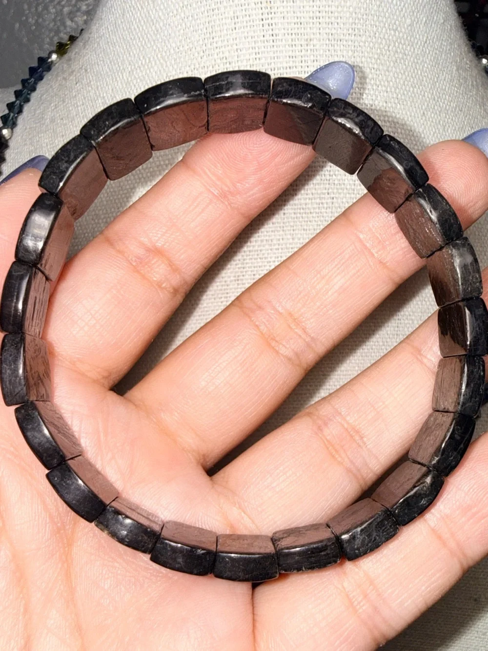 Hypersthene Gemstone Bangle Bracelet | Stretch Crystal Bracelet